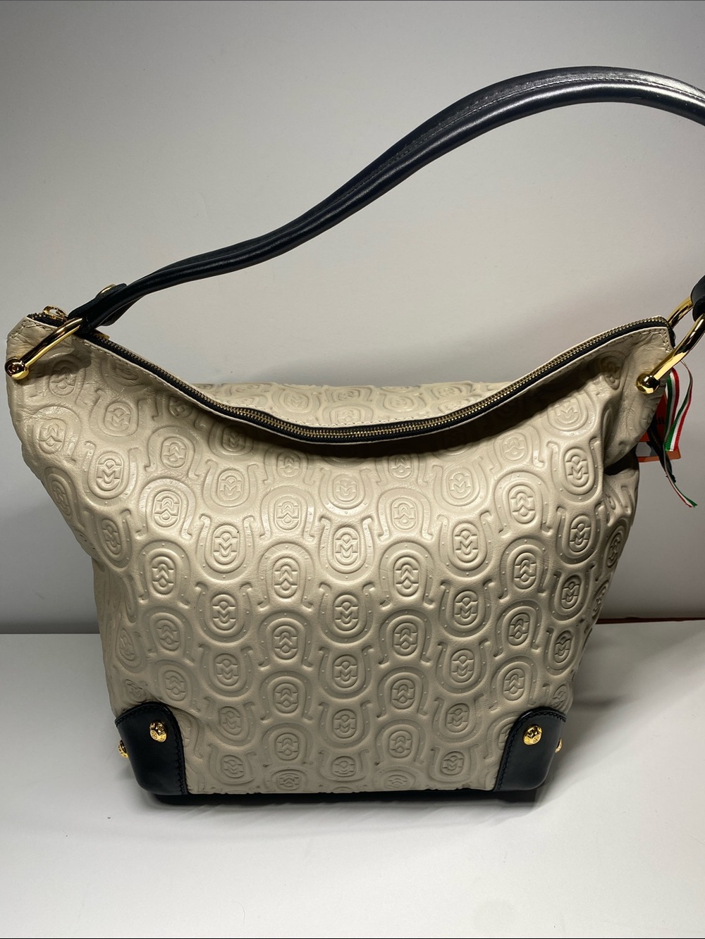 NWT Marino Orlandi Hobo-Cream and Black - Picture 10 of 11